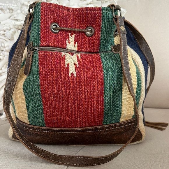 MYRA Bag Radiant Red Bucket Bag Western Cowgirl Boho Purse Large main image 13